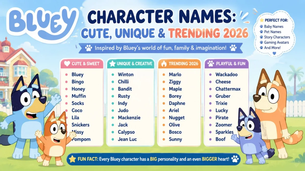 Bluey Character Names Cute, Unique & Trending 2026