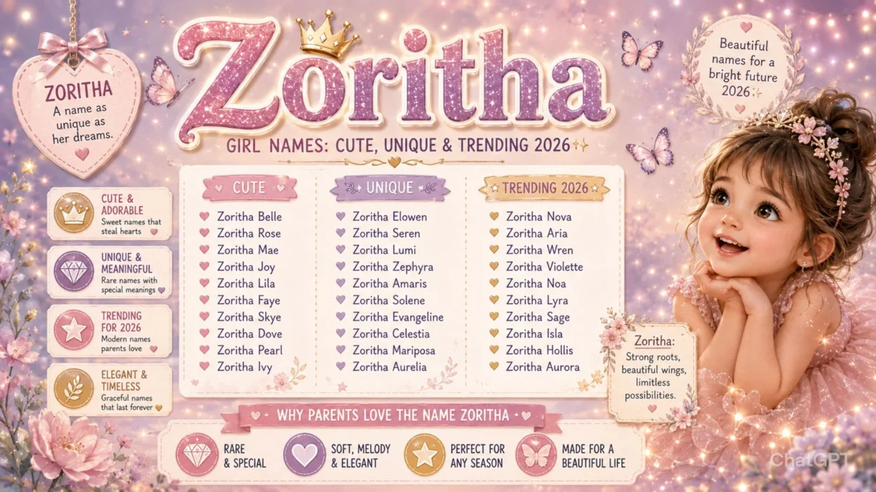 Zoritha Girl Names Cute, Unique & Trending 2026✨