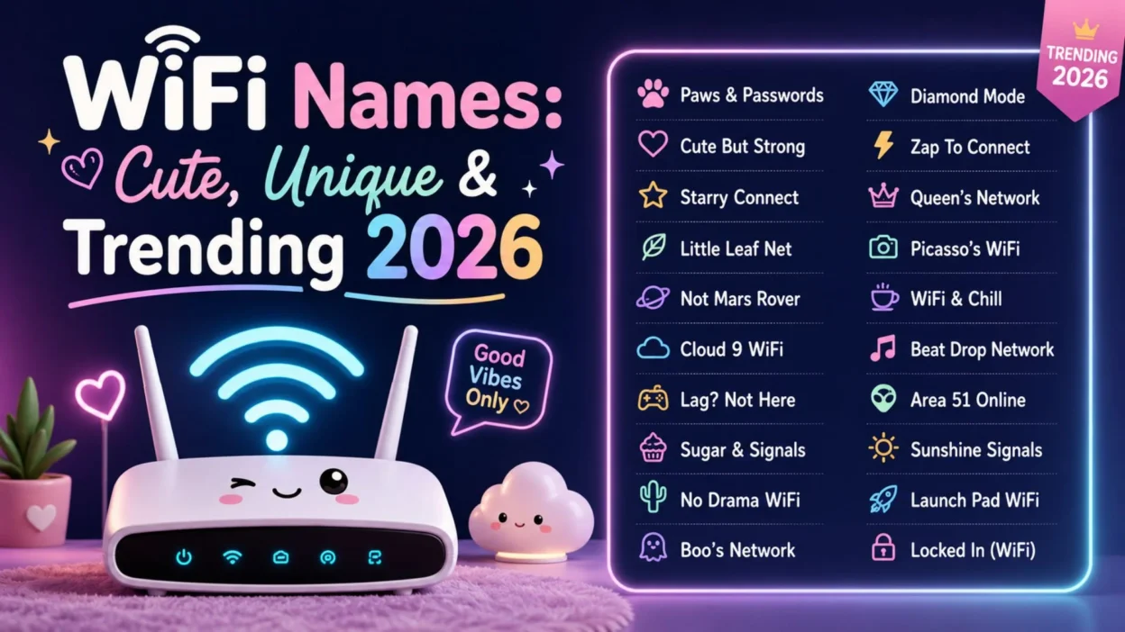 WiFi Names Cute, Unique & Trending 2026