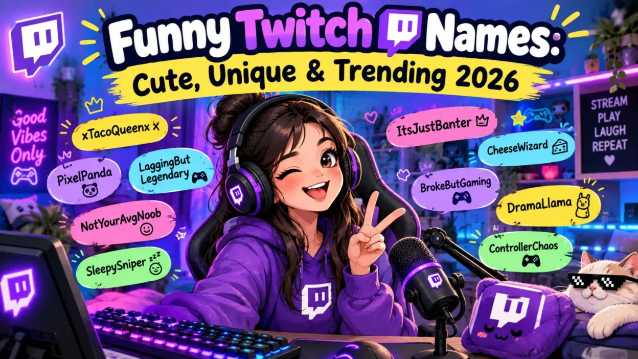 Funny Twitch Names Cute, Unique & Trending 2026
