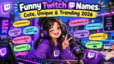 Funny Twitch Names Cute, Unique & Trending 2026