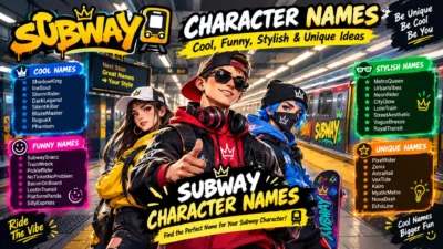 Subway Character Names Cool, Funny, Stylish & Unique Ideas